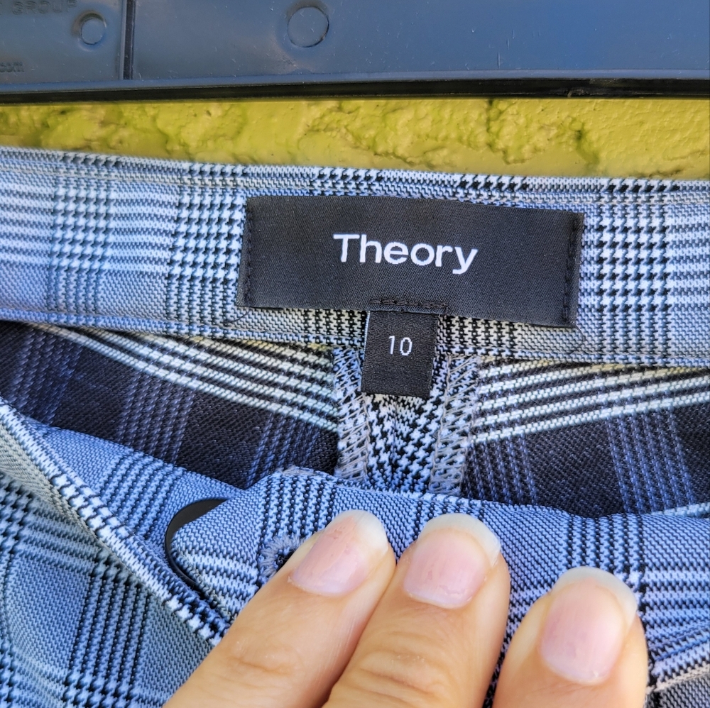 THEORY Classic Skinny Crop Pants McClair Plaid Business Casual - Picture 3 of 5